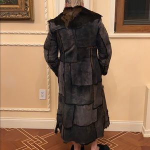 Shearling long coat jeans color